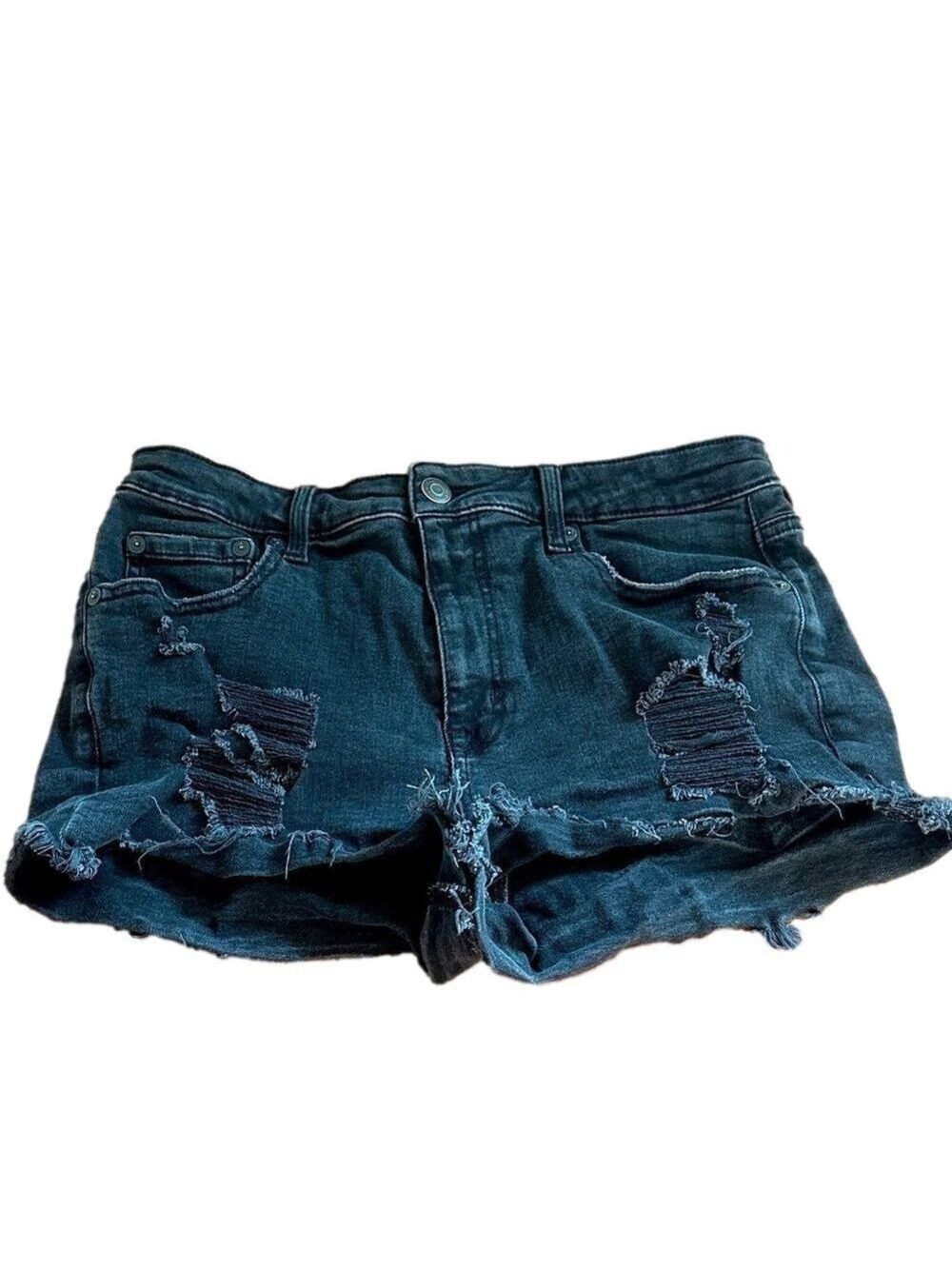 Aeropostale Black Distressed Jean Shorts